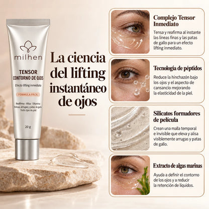 La ciencia del lifting instantáneo de ojos: ingredientes del Tensor Contorno de Ojos