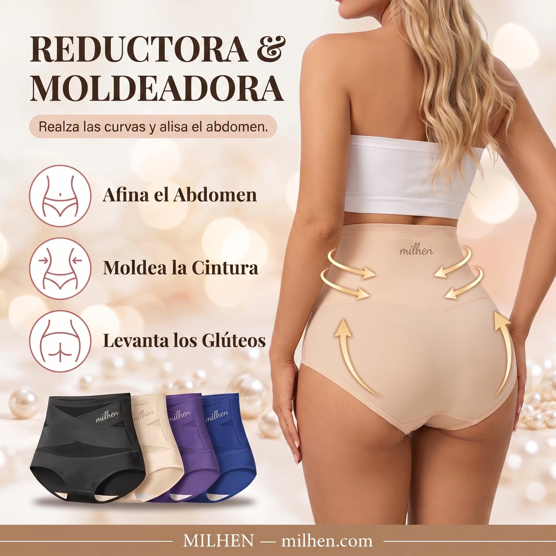 Reductora y moldeadora: afina el abdomen, moldea la cintura y levanta los glúteos