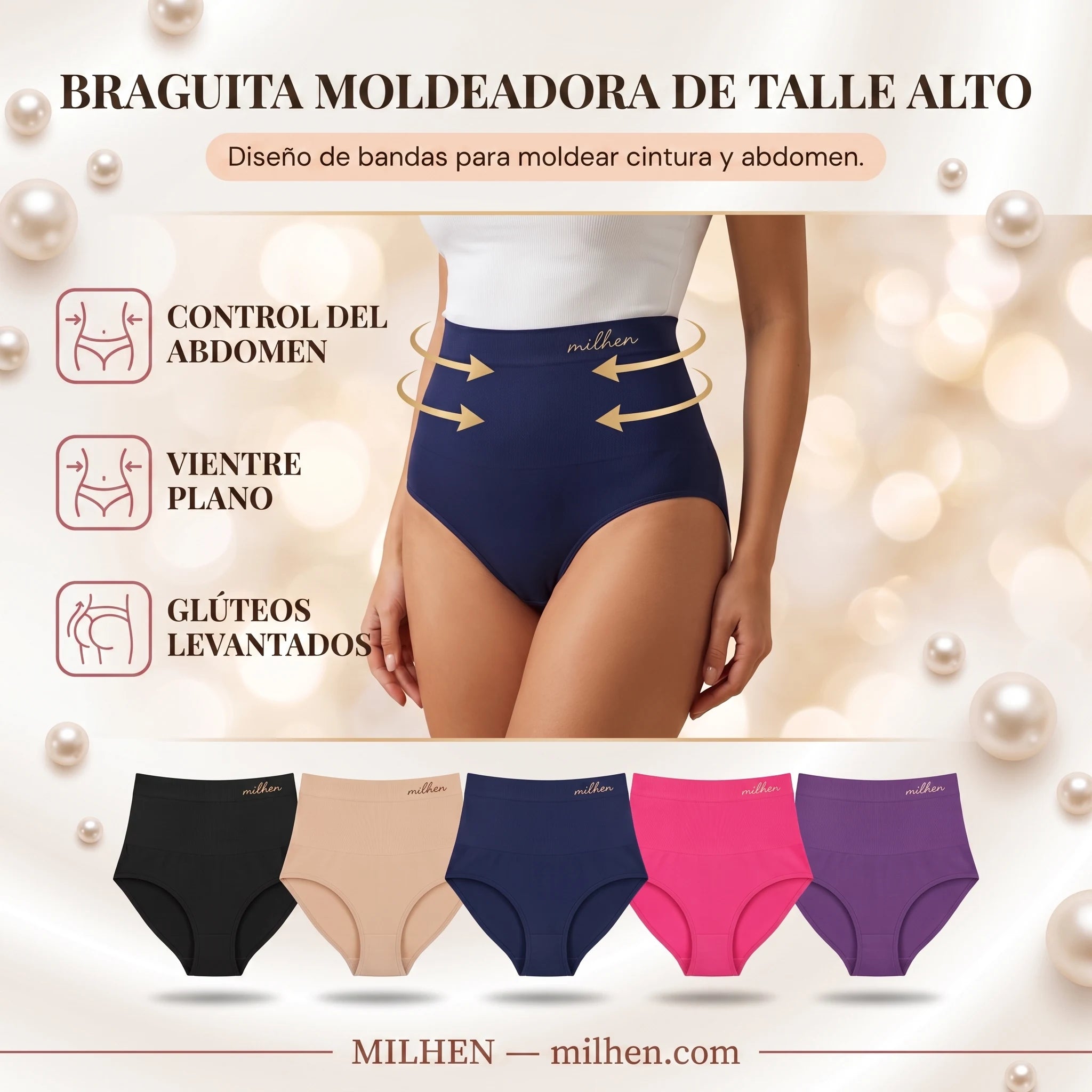 Braguita moldeadora de talle alto: control del abdomen y vientre plano