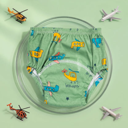 Braguita de aprendizaje Milhen verde con estampado de aviones y helicópteros