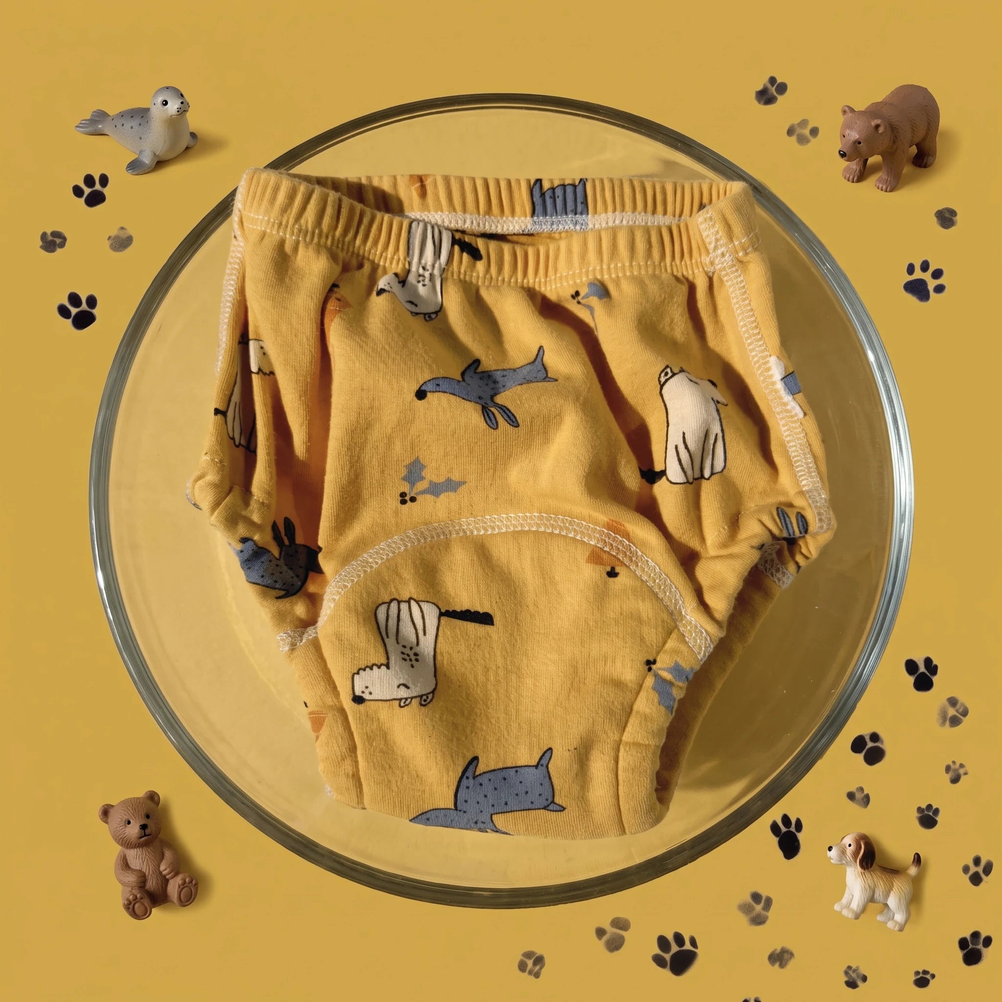 Braguita de aprendizaje Milhen mostaza con estampado de perritos
