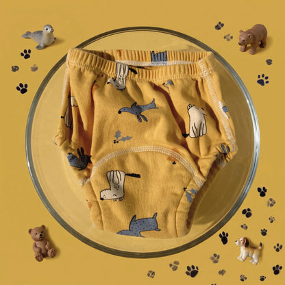 Braguita de aprendizaje Milhen mostaza con estampado de perritos