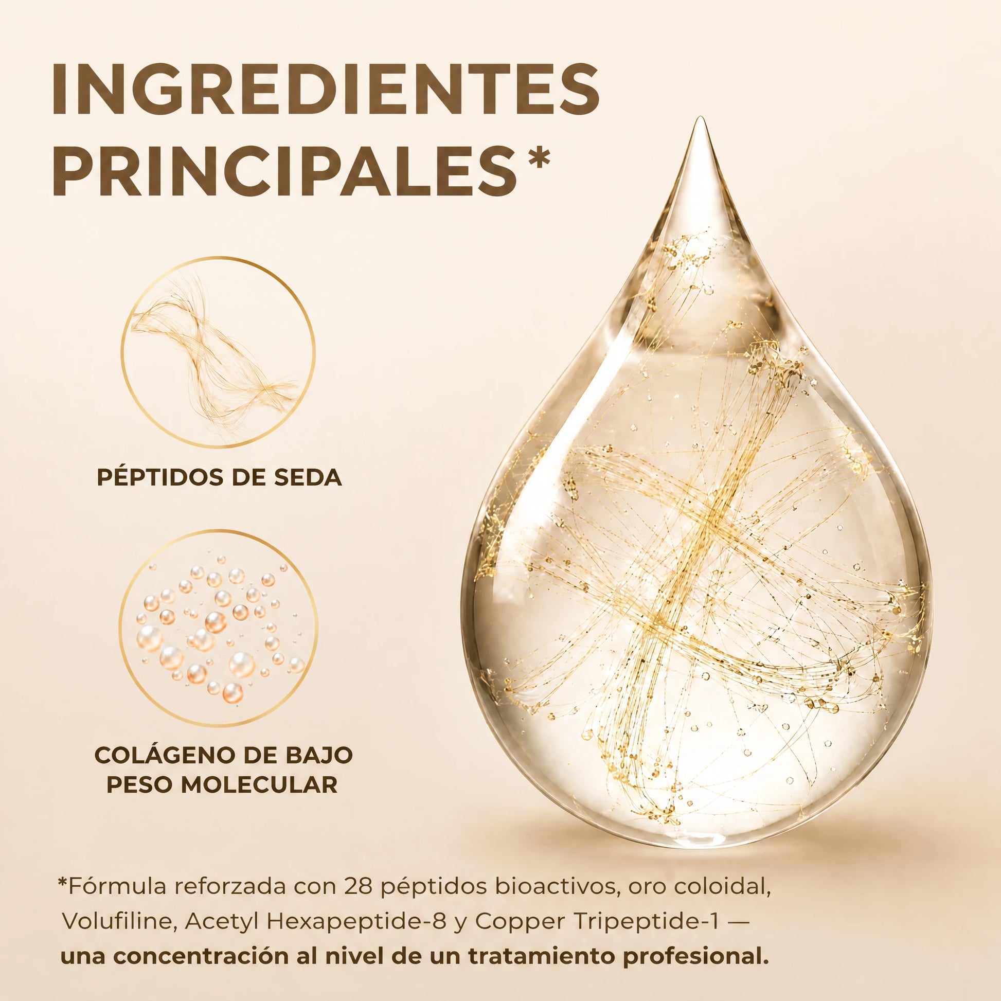 Ingredientes principales: péptidos de seda y colágeno