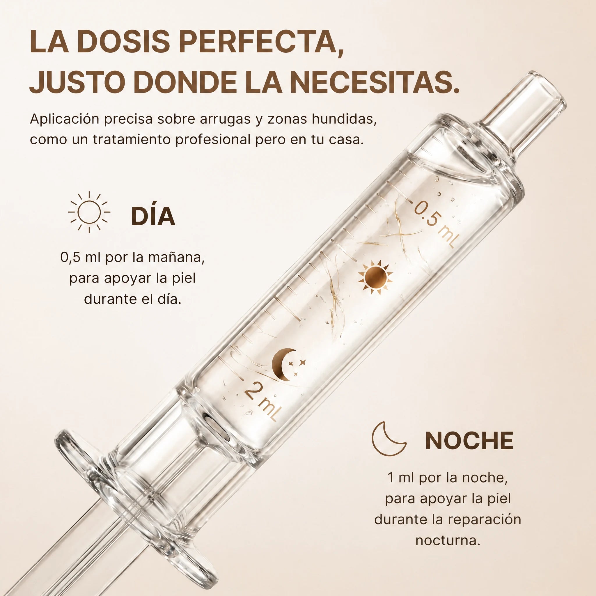 La dosis perfecta: 0,5 ml por la mañana, 1 ml por la noche