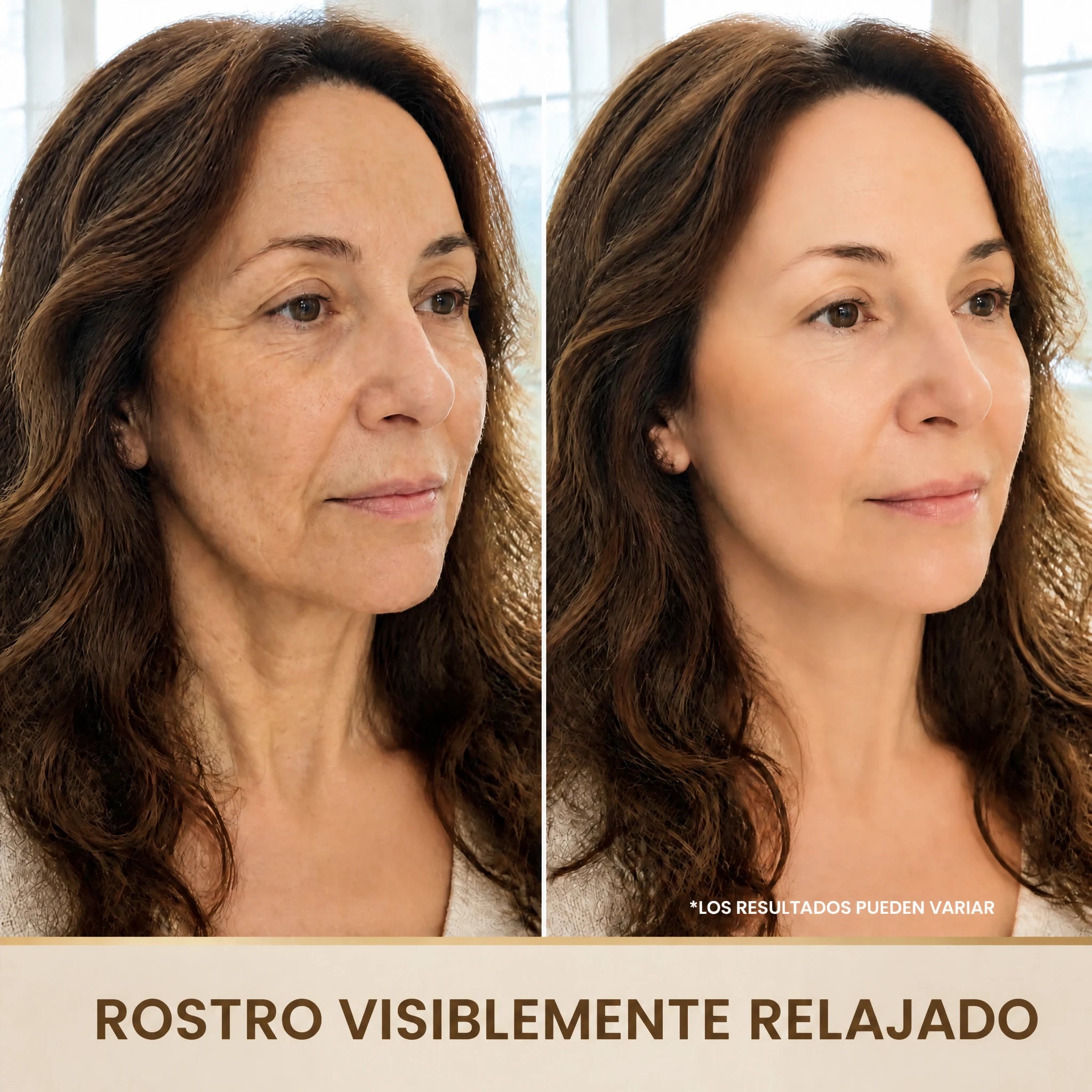 Rostro visiblemente relajado: antes y después