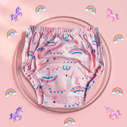 Braguita de aprendizaje Milhen rosa con estampado de unicornios y arcoíris